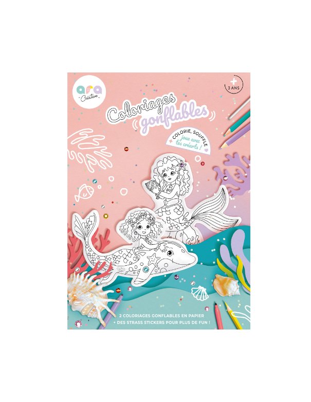Coloriage gonflable - Sirène + strass - Ara Creative