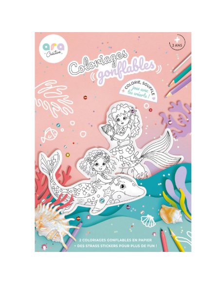 Coloriage gonflable - Sirène + strass - Ara Creative