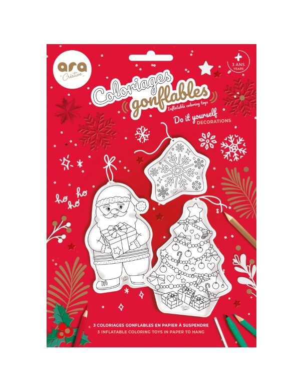 Coloriage gonflable Noël à suspendre - Ara creative