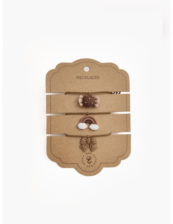 Pack 3 Colliers - Noeud + Bonbon + Arc-en-ciel