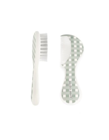 Brosse et peigne bébé - Vichy vert 2