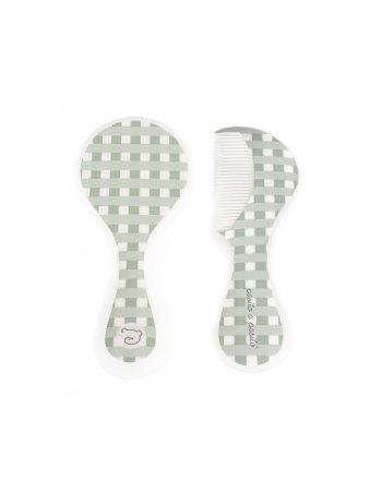 Brosse et peigne bébé - Vichy vert
