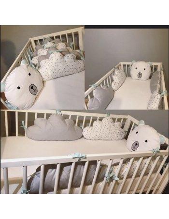 Tour de lit nuage tête ours