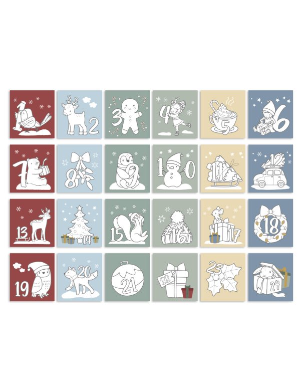 Calendrier de l'avent à colorier