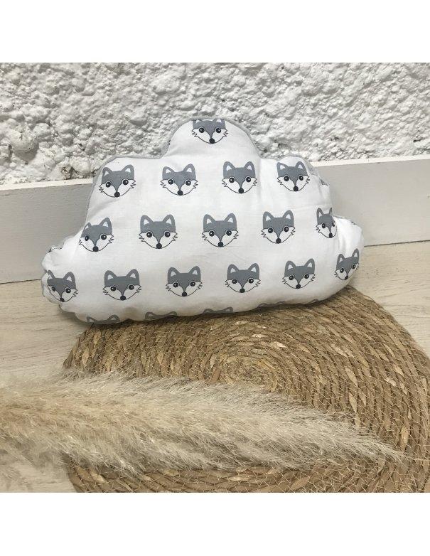 Coussin nuage renard gris