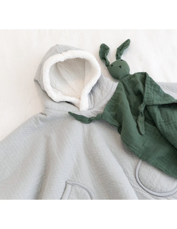 Poncho de voyage 9-36m CADUM - Grizou (jersey + teddy) Bemini