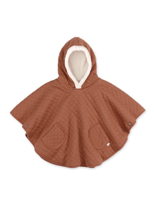 Poncho de voyage 9-36m QUILT- Brique (jersey + teddy) Bemini