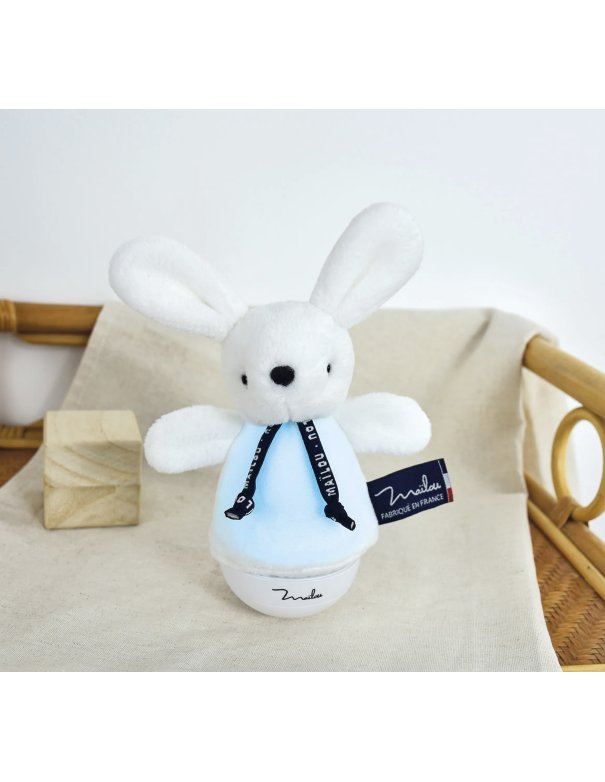 Veilleuse musicale culbuto – lapin blanc– 16 cm