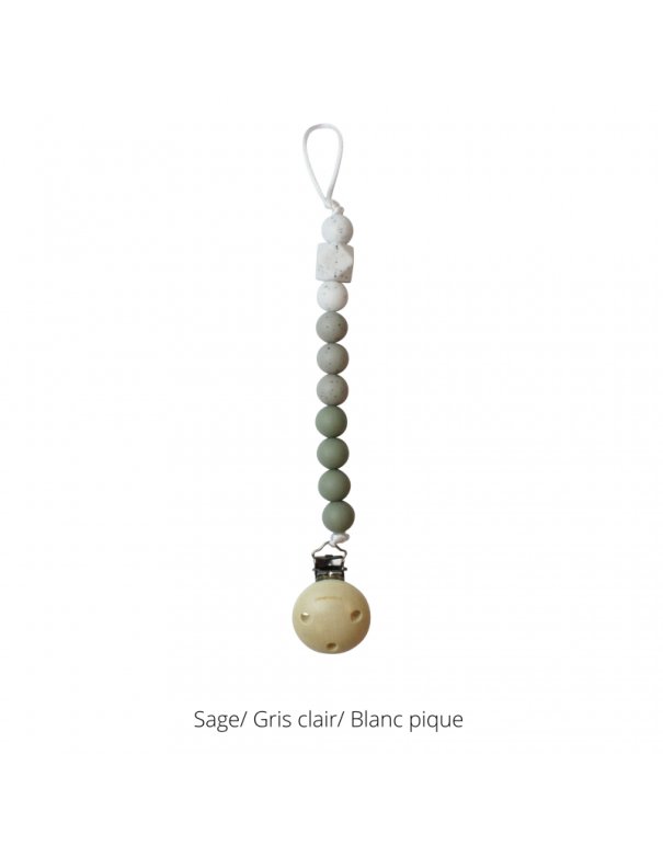 Attache tétine TRICOLORE - sauge / gris / blanc - Chewies