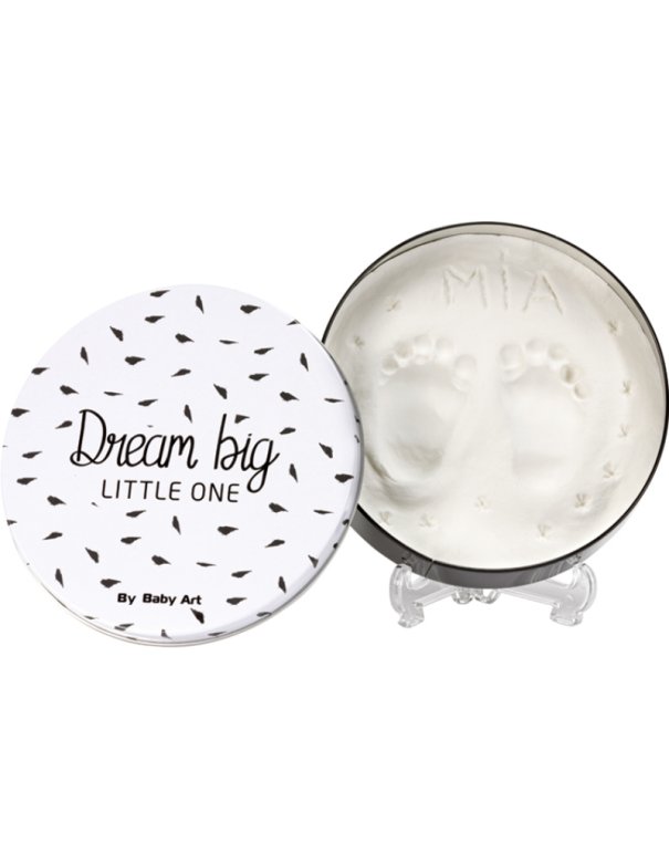 Boîte d'empreintes Magic box noire et blanche ronde baby art